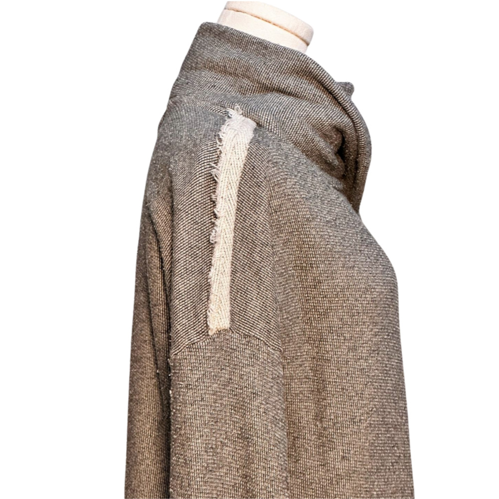 Nation LTD Gray Black Raw Edge Funnel Collar Asymmetric French Terry Cardigan XS - Picture 5 of 10